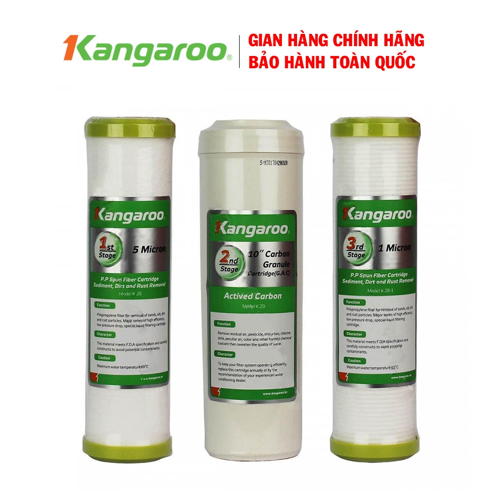 Lõi lọc thô 1,2,3 kangaroo, Lõi lọc nước dùng cho máy lọc nước