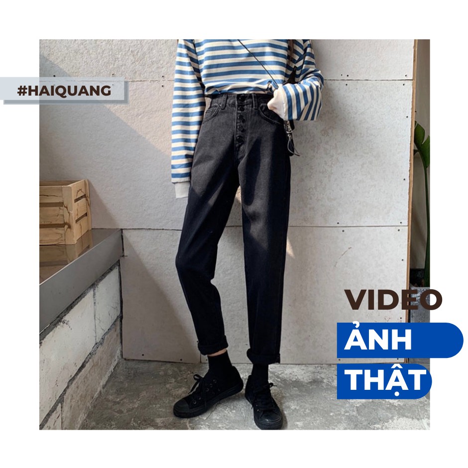 QUẦN JEAN BAGGY NỮ CẠP CAO QUẢNG CHÂU CÁ TÍNH -MÀU ĐEN