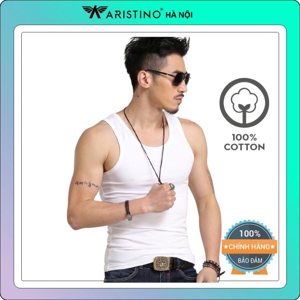 Áo ba lỗ nam ARISTINO 100% cotton mềm mát không xù không bai gião AC21-RSC01