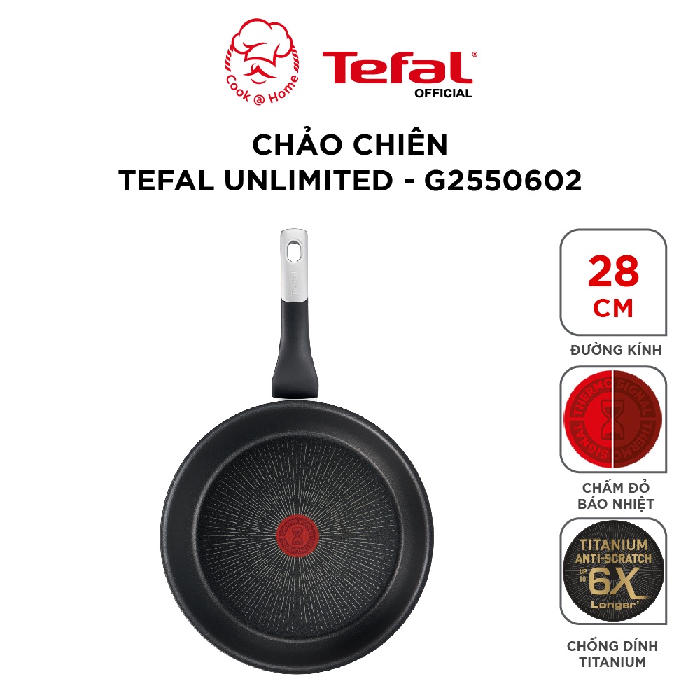 Chảo chiên Tefal Unlimited size 20, 22, 26, 28cm - G2550243/G2550302/G2550502/G2550602