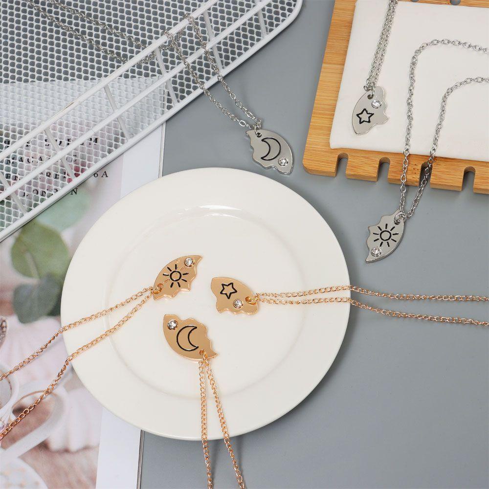 WONDER Set 3 Vòng cổ Tình Bạn Đính Đá Mặt Trăng / Mặt Trời / Đám Mây / Ngôi