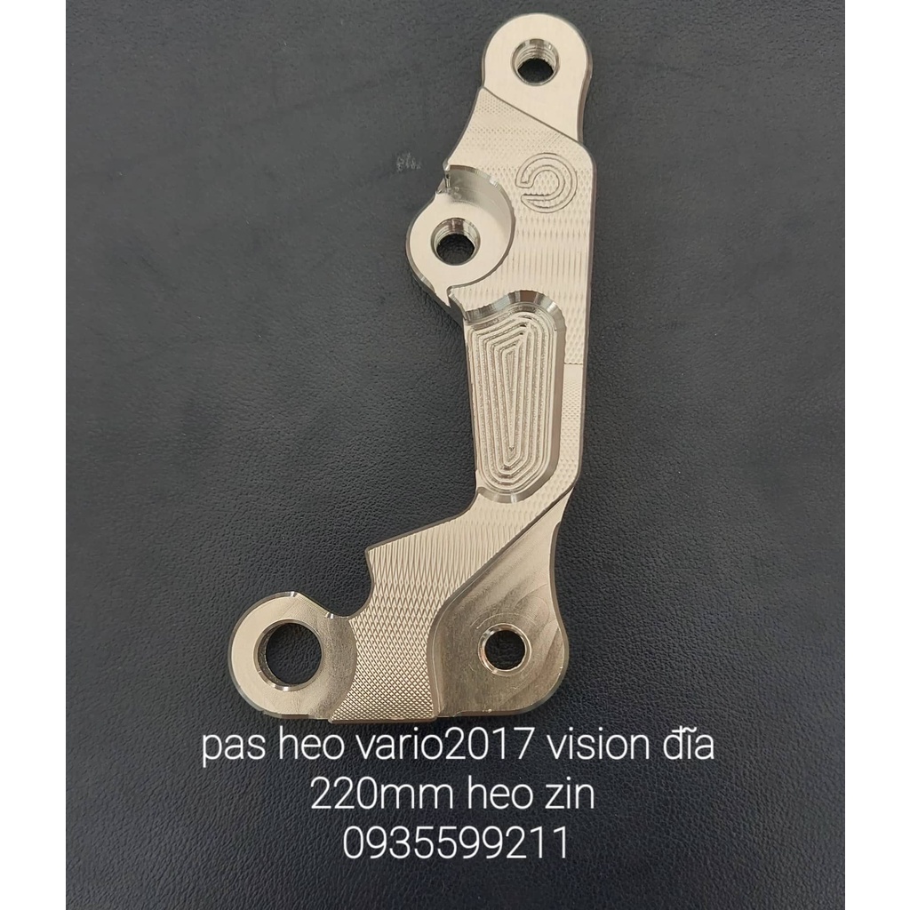 Pas nhôm cnc gắn heo zin vario vision lên đĩa 220mm