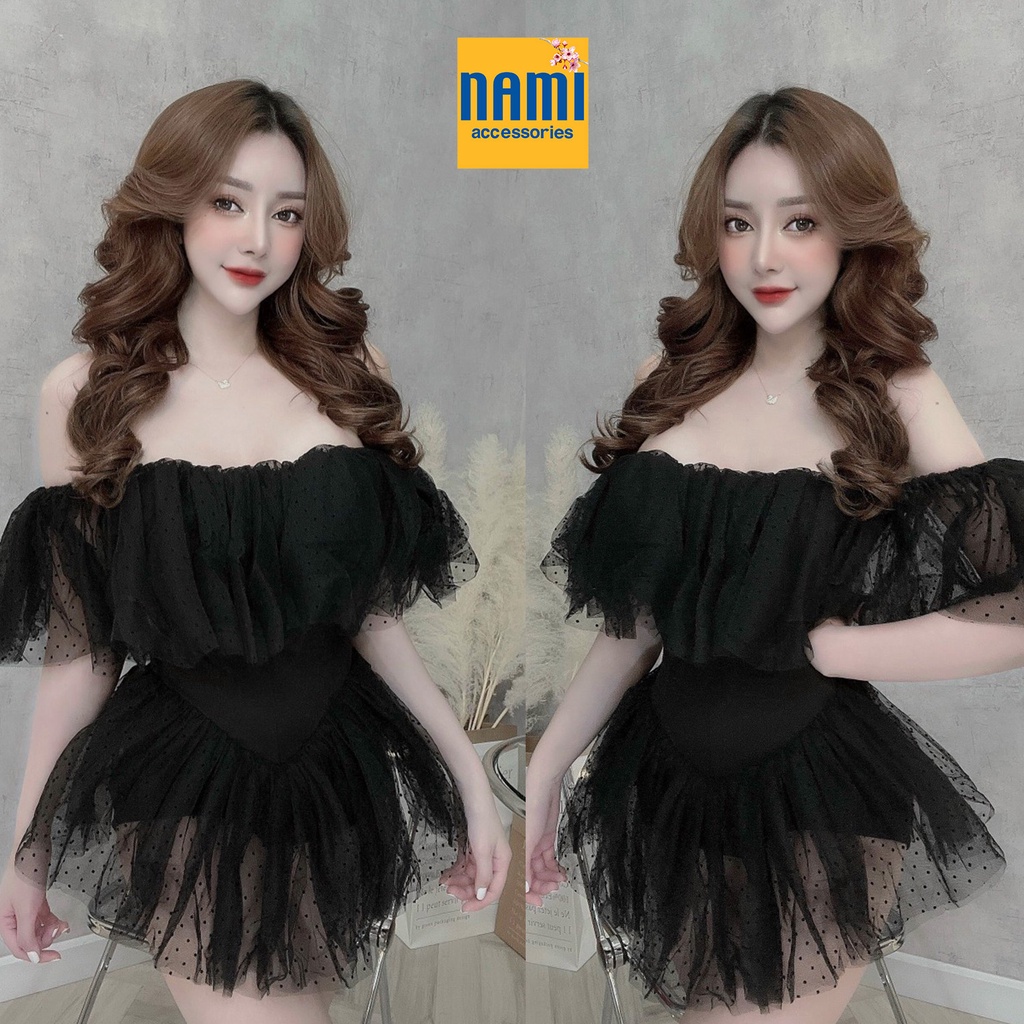 Jump Lưới Bi Công Chúa Trễ Vai Xoè Hai Tầng Đáng Yêu Gợi Cảm - QANU525