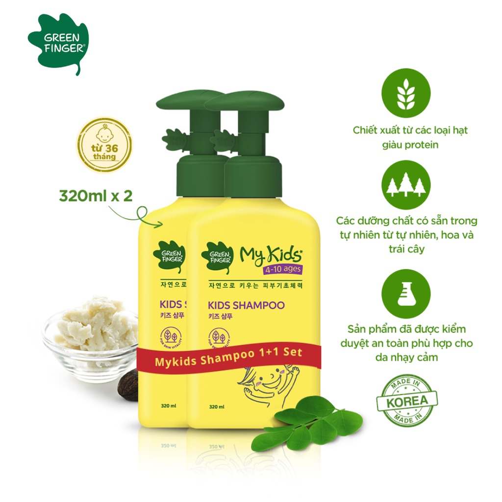 Combo 2 chai Dầu Gội Dưỡng Tóc Cho Trẻ em GREENFINGER MY KIDS SHAMPOO 320ml