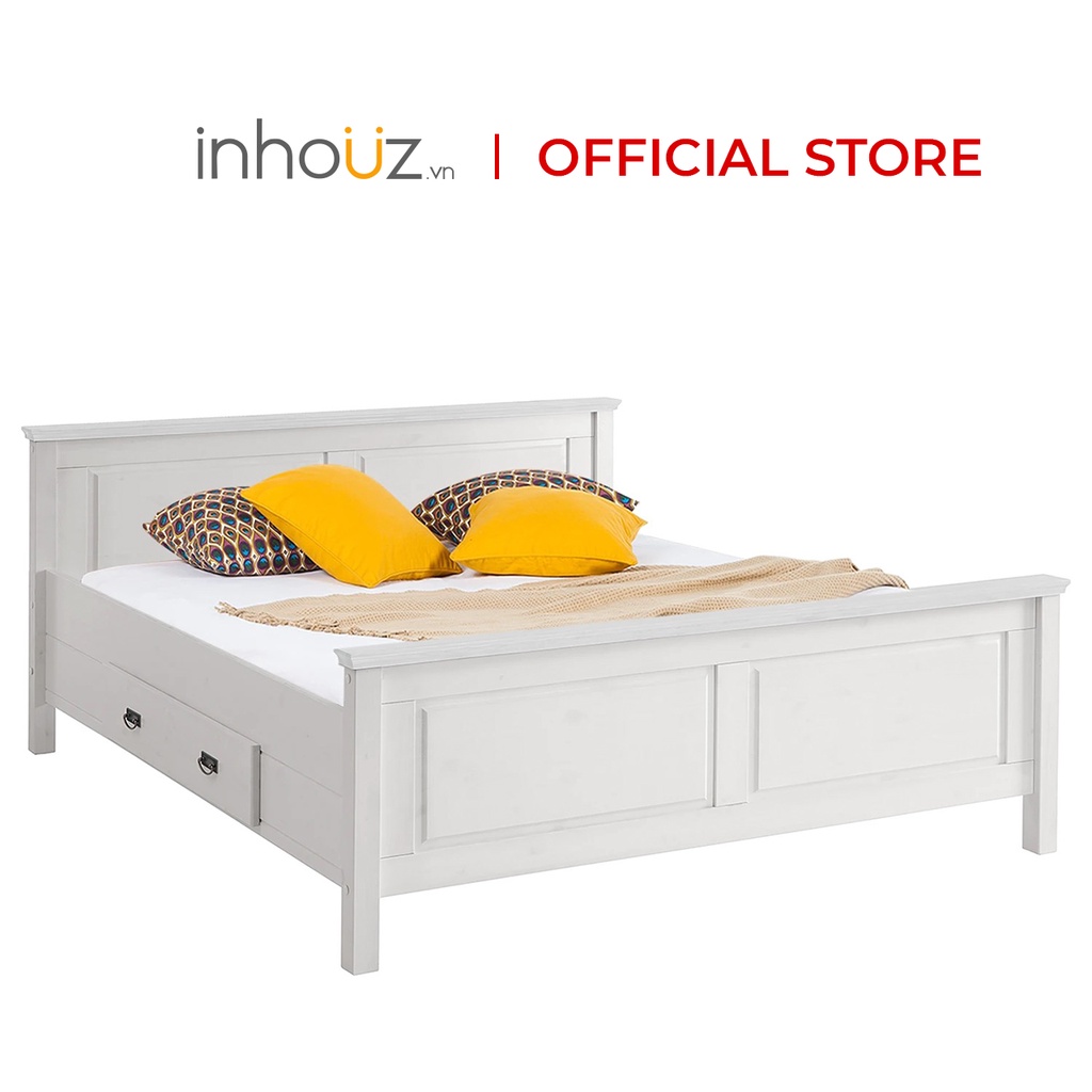 Giường ngủ gỗ có hộc kéo - Bergen Solid Wood Bed - INHOUZ -HOGG0005