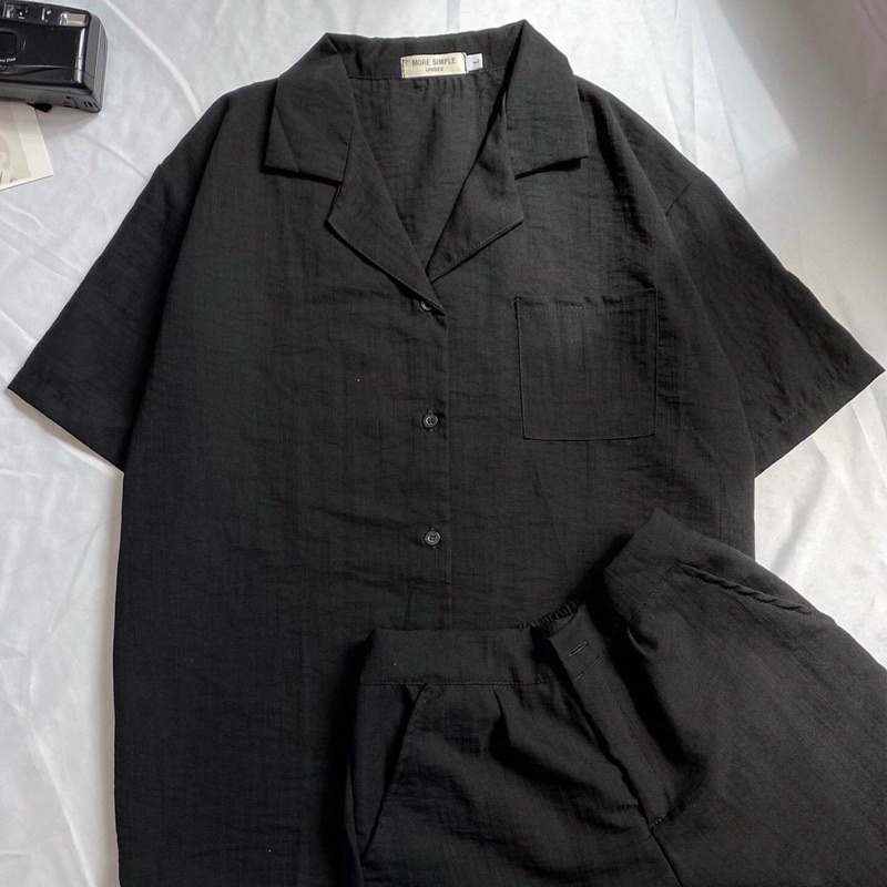 Set Đồ Nữ vải đũi /Sơ Mi Cổ Vest Mix Short Lưng Tây Chất Vải Đũi Phong Cách Ulzzang/ JayStoree2
