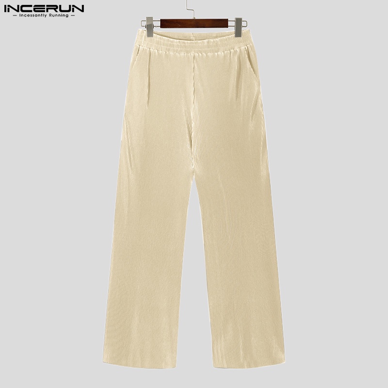Quần baggy INCERUN ống rộng lưng co giãn thời trang cho nam