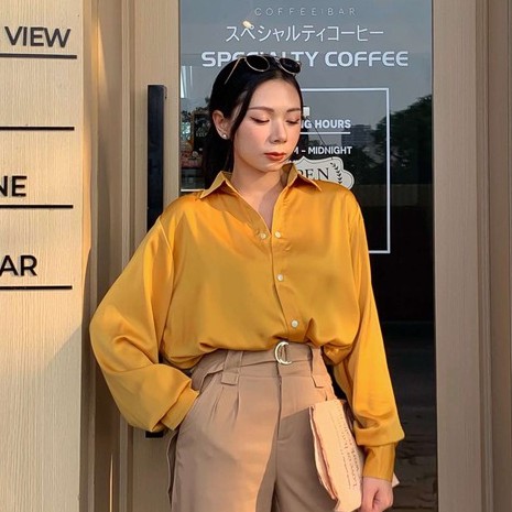 Áo sơ mi lụa nữ dài tay siêu mát, freesize, thiết kế T-Ju basic thanh lịch công sở (áo Linh Anh) | BigBuy360 - bigbuy360.vn