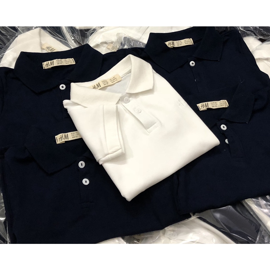 Áo polo cộc tay bé trai - Set 2 áo cộc polo HM cho bé trai size 2-8t