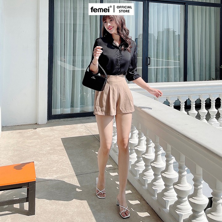 [Mã LT50 giảm 50k đơn 250k] FEMEI - Set Áo sơ mi quần short FSSM005