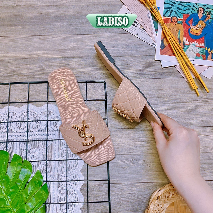Dép quai ngang nữ đính chữ YS cực xinh hàng cao cấp cực xịn xò giá sỉ LADISO TT375