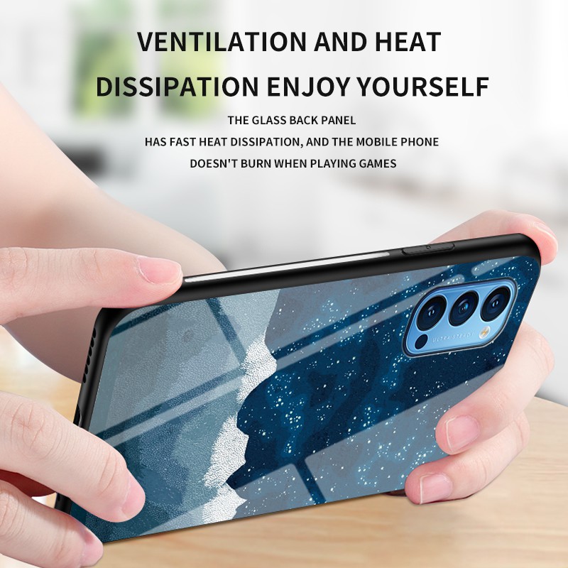 Ốp Điện Thoại Kính Cường Lực Khung Mềm Chống Vỡ In Hình Bầu Trời Sao Cho oppo reno 4 Reno4 Pro Lite F 4F reno 4
