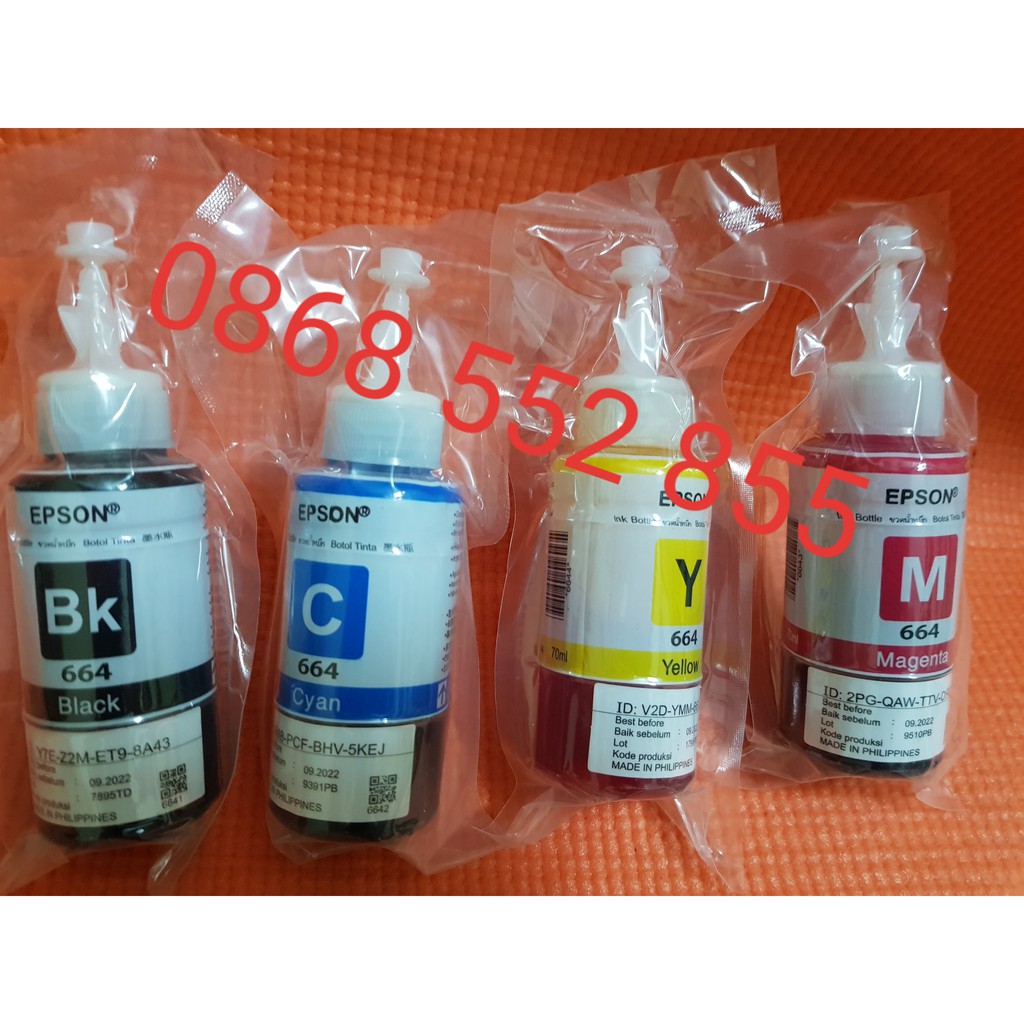 Combo mực T664 (3 đen-1 vàng- 1đỏ)