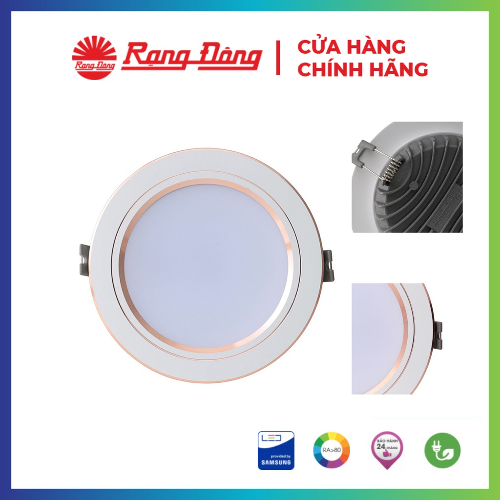 Đèn LED âm trần đổi màu Rạng Đông Mắt trâu downlight 7W,9W,12W khoét lỗ trần phi 90,110 Model: AT10ĐM