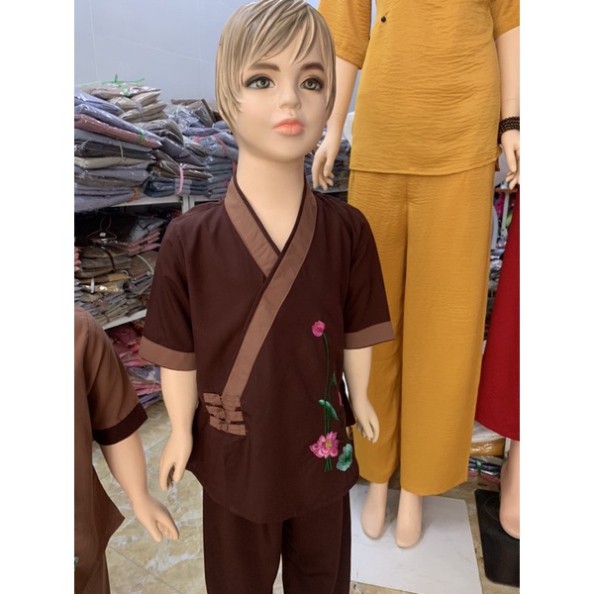 Thời trang trẻ em, bé gái - Đồ lam đi chùa  - Set lam Phật tử  - Huỳnh Gia
