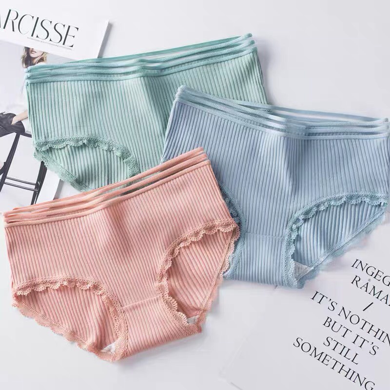 Quần Lót Nữ Cotton Gân Tăm Cạp Lưới Phối Viền Ren Điệu Đà Quyến Rũ Mã Ql95 PINK STORE | BigBuy360 - bigbuy360.vn