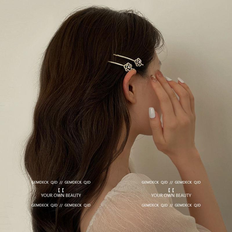 Kẹp Tóc Hình Hoa Trà Đính Ngọc Trai Phong Cách Retro Pháp