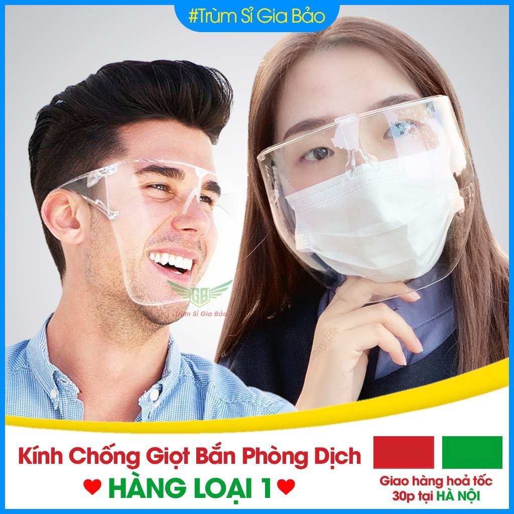 Kính chắn giọt bắn phòng dịch bảo hộ Full Face trong suốt , kính mặt nạ chống dịch bảo hộ sức khỏe.