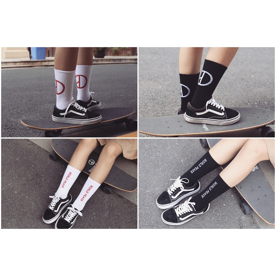 Tất vớ cổ cao dài World Peace thời trang unisex nam nữ thể thao cao cấp