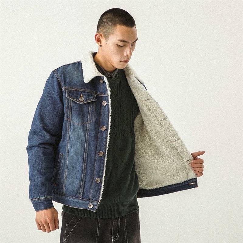 Áo Khoác denim phối lông cừu dày dặn phong cách thời trang cho nam