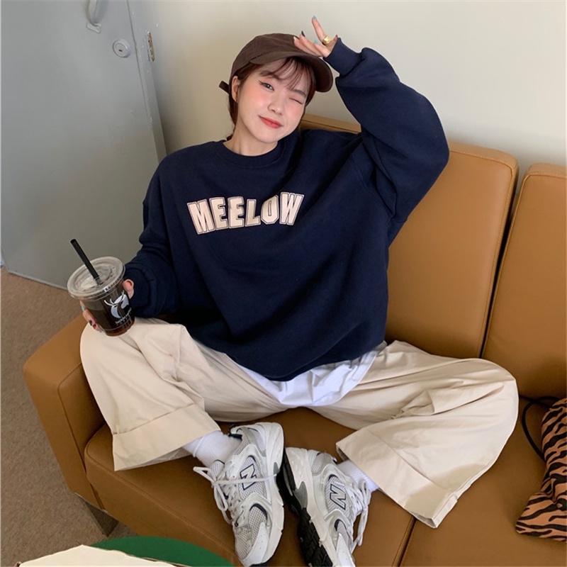 NRVP Áo Hoodie Dáng Rộng Thời Trang Hàn Quốc Đơn Giản Cá Tính Cho Nữ