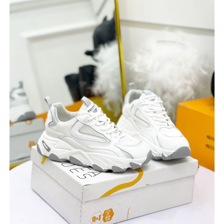 M(ẢNH THẬT) Giày Thể Thao Trắng Viền Màu Đế 5p Da Mềm Êm Box Cao Cấp