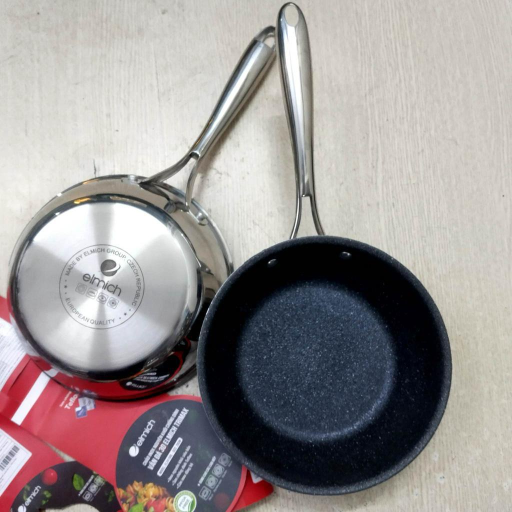 Chảo Elmich inox nguyên khối chống dính vân đá sần 3D Trimax EL2415OL size 20cm sâu lòng