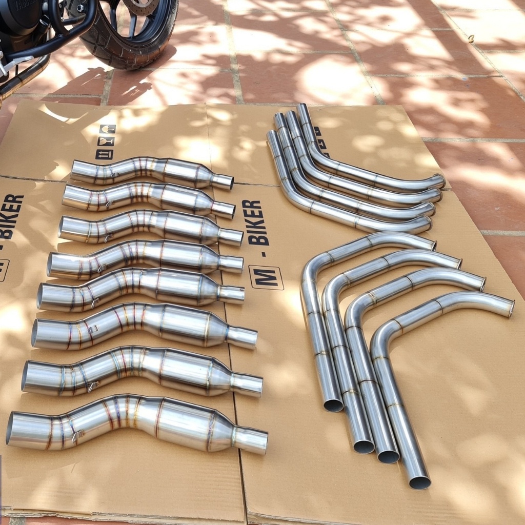 Cổ pô 2 khúc R15v3, cổ bô bầu hơi xoắn bằng inox 304 dùng cho XSR155, MT15, R15, TFX, vixion, EX155