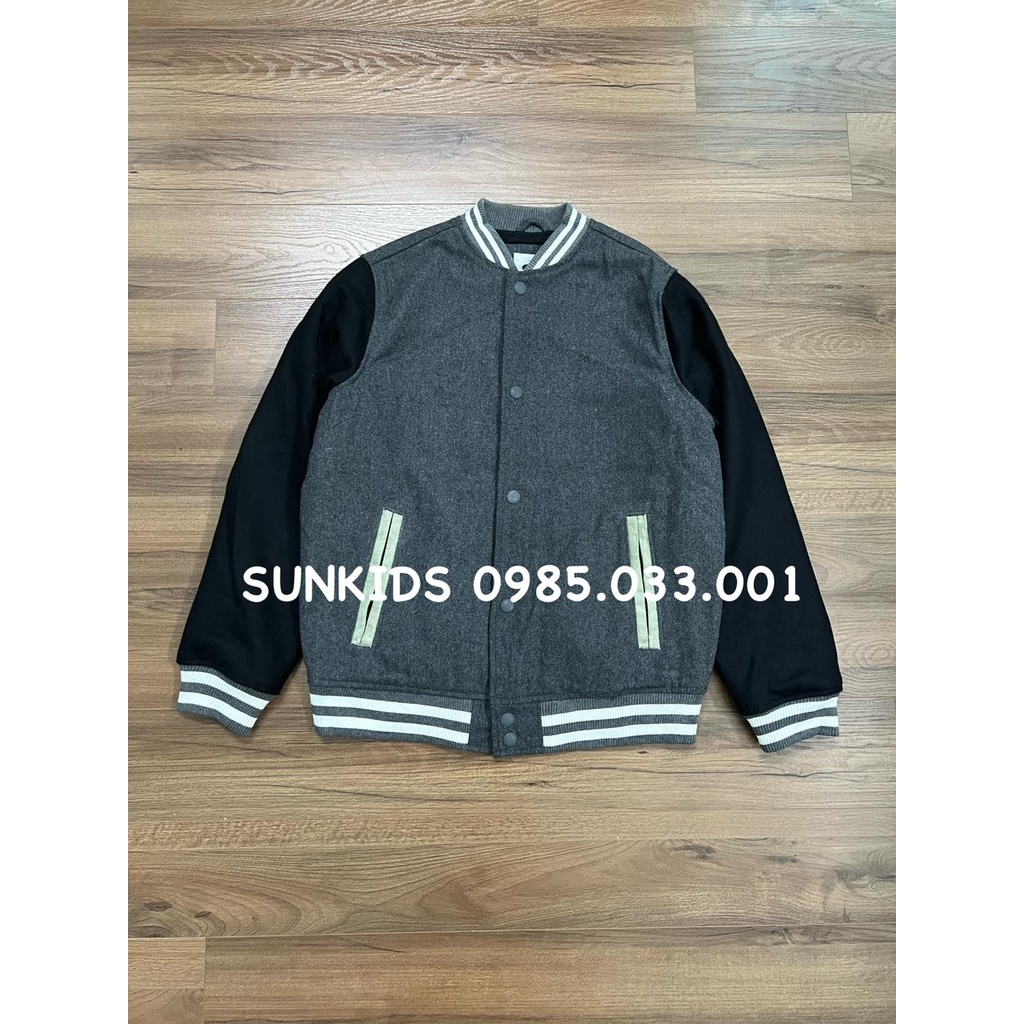 Áo bomber Nam Varsity chất dạ tay phối
