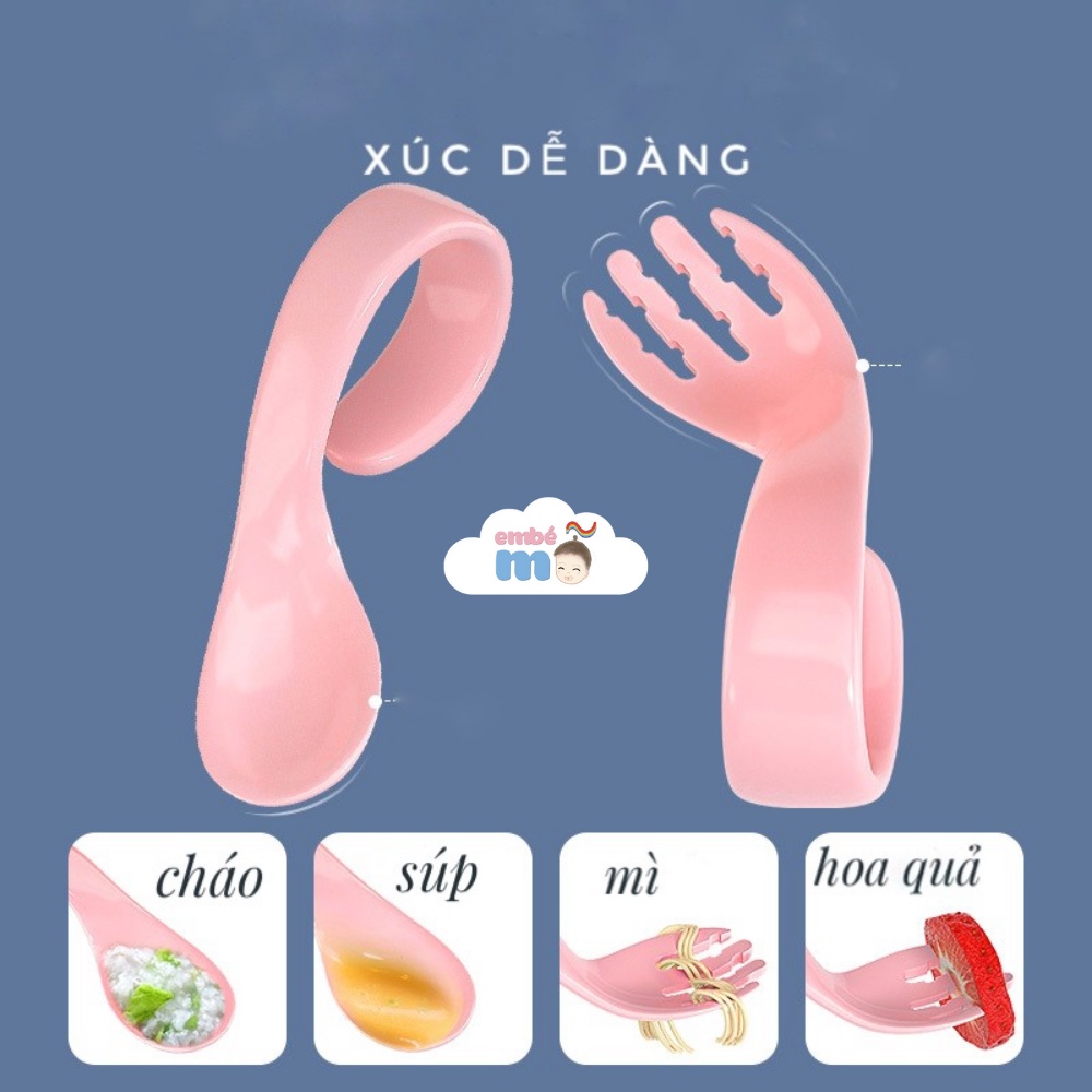 Set Thìa Nĩa Xoắn Cong Tập Ăn Dặm MISUTA - Embé Mỡ