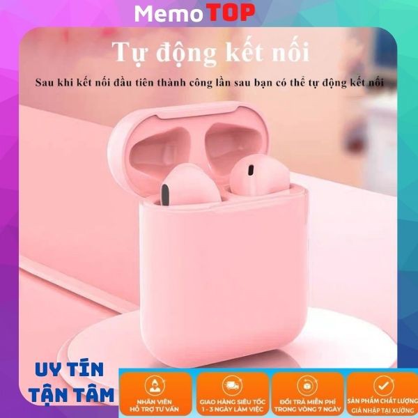 [1 đổi 1] Tai nghe blutooth ipod i12 pro TWS bluetooth điều khiển cảm biến âm thanh HIFI Android IOS- Memotop