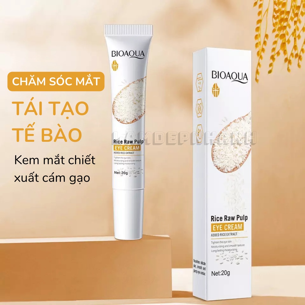 Kem Mắt Trẻ Hóa Da chiết xuất Cám Gạo BIOAQUA  20g dùng cho da nhạy cảm - sáng da,mờ nếp nhăn và quầng thâm quanh mắt