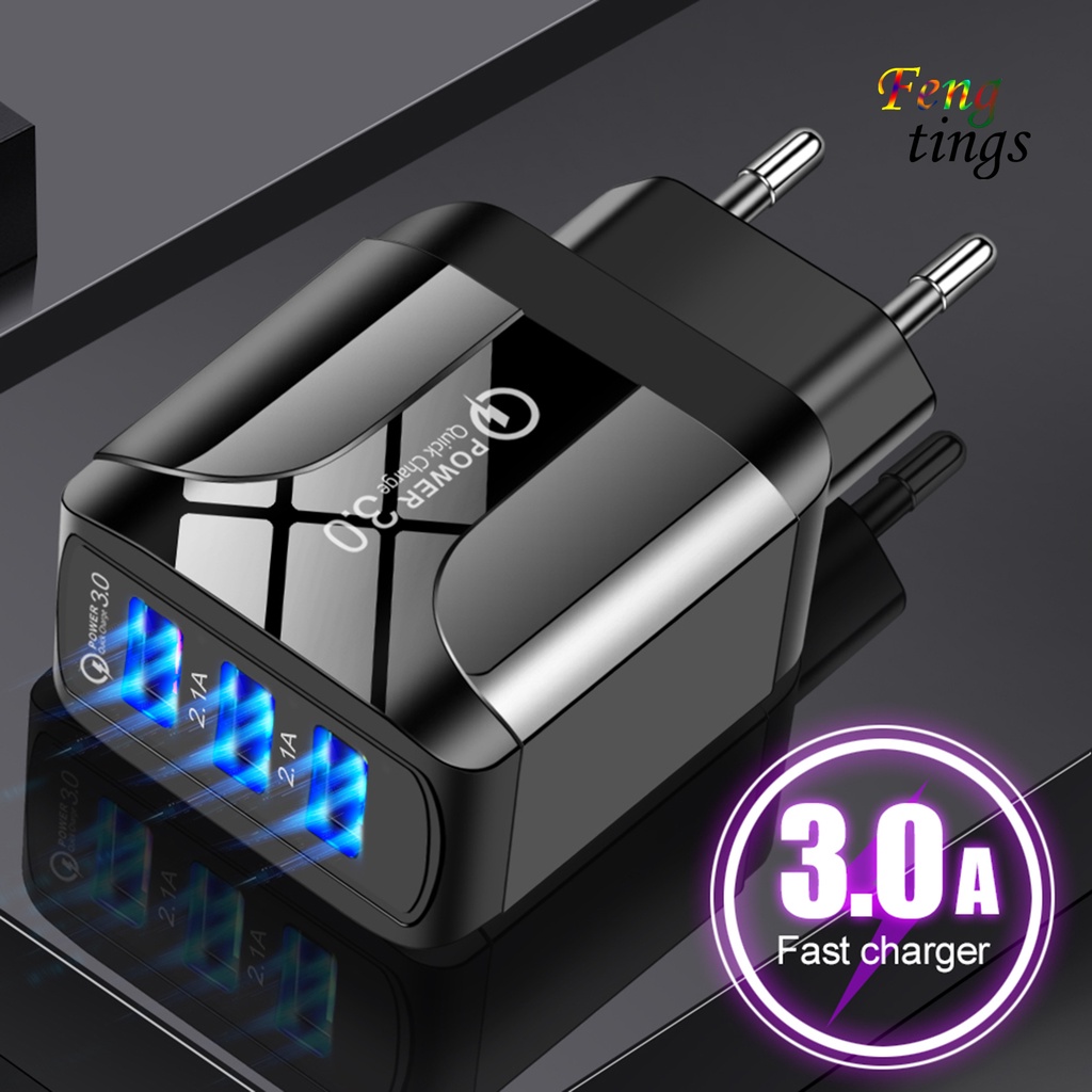 Củ sạc nhanh QC3.0 5.1A 3 cổng USB phích cắm EU/ US cho điện thoại