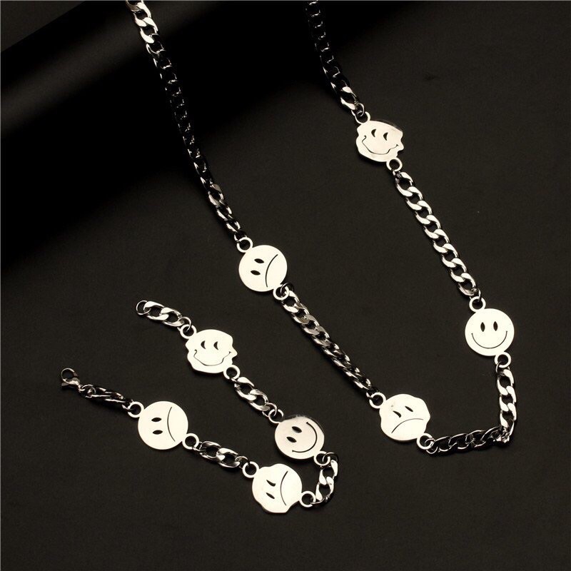 set vòng tay vòng cổ mặt cười và mặt buồn (có tách lẻ) (Hàng có sẵn)
