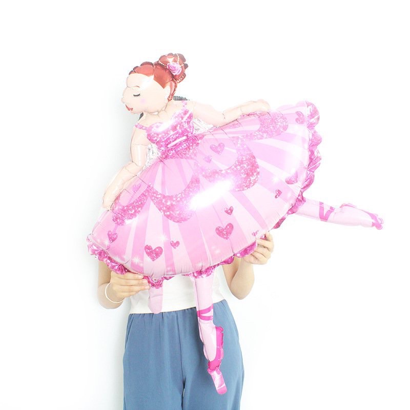 Set bóng bay trang trí sinh nhật màu hồng Tặng đủ phụ kiện bơm tay keo dán CC01