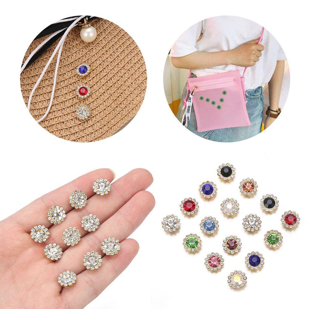 WATTLE Set 10 Phụ Kiện Đá Pha Lê Hình Bông Hoa Dùng May Nón Kính