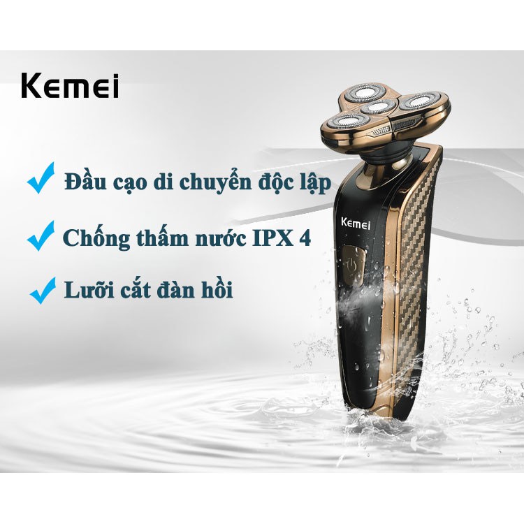 Máy cạo râu Kemei KM-361 cao cấp + Tặng kèm máy tỉa lông mũi Kemei trị giá 100.000