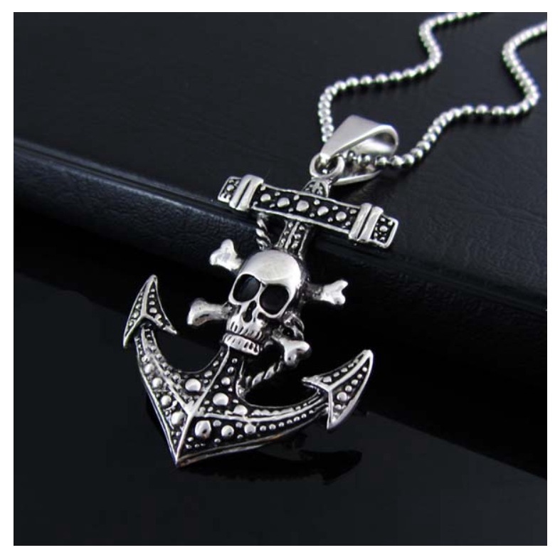 Vòng cổ mặt đầu lâu và mỏ phong cách One Piece thời trang Âu Mỹ cho nam