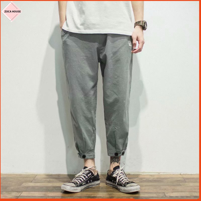 Quần Joger phong cách hàn quốc , Quần nam Joger dáng thể thao chất đũi thiết kế cúc chỉnh ống _ JGC.