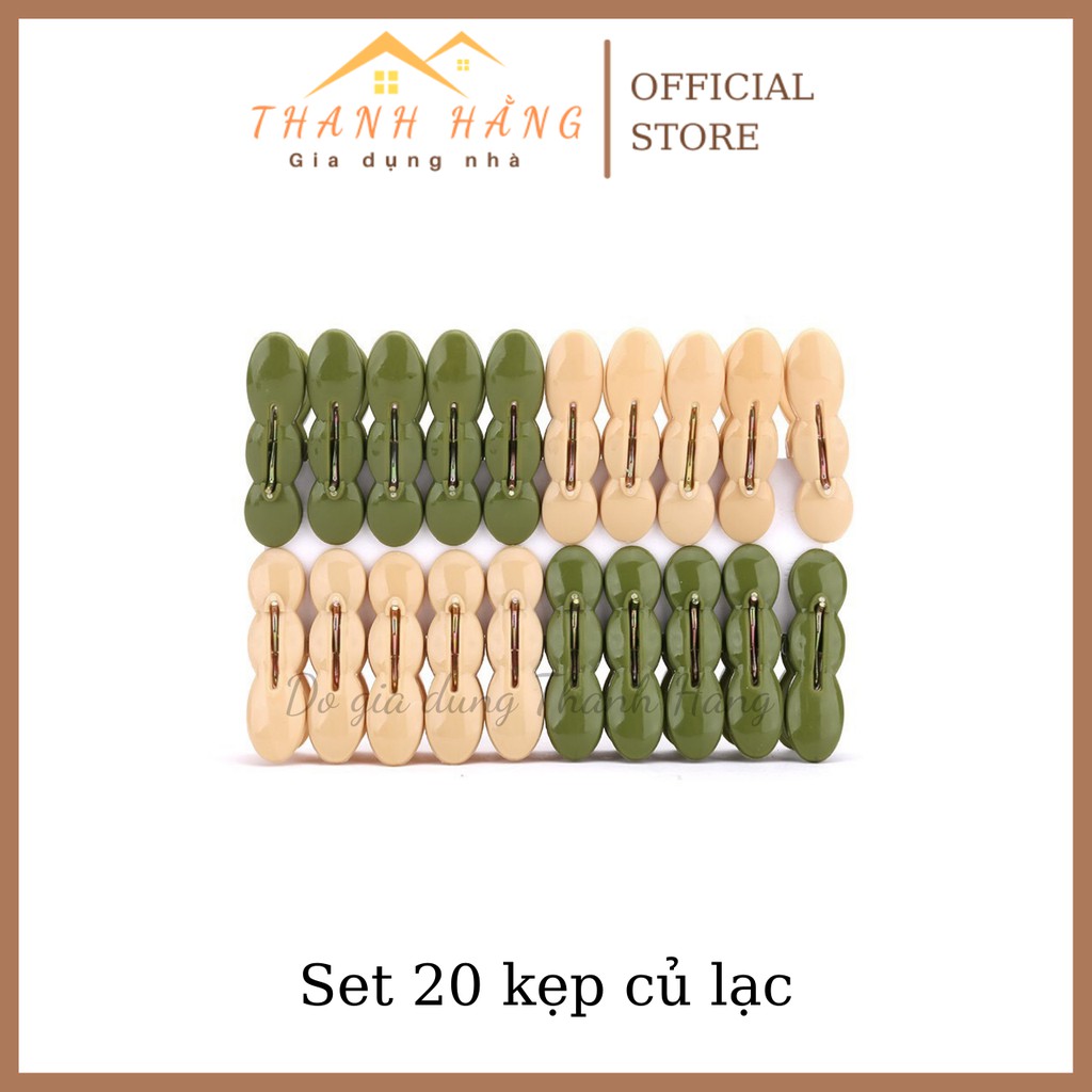 Set 20 kẹp củ lạc kẹp quần áo, kẹp tất, đồ nhỏ loại đẹp