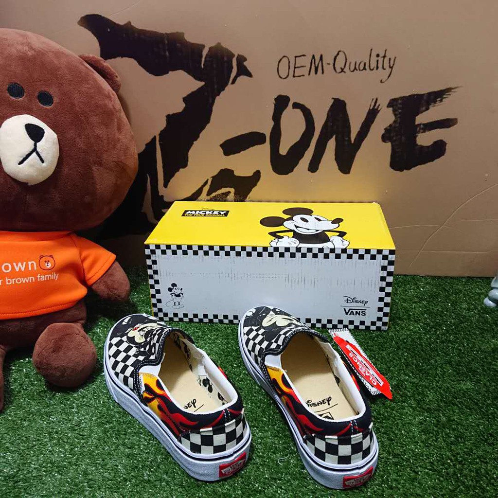 Giày Lười Vải Canvas In Hình Chuột Mickey / Minnie Đáng Yêu