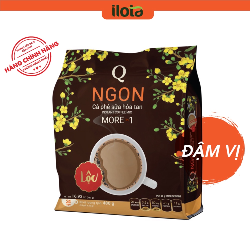 Cà phê Hoà tan 3 in 1 Ngon (bịch 24 gói x 20gr) cafe sữa uống liền Trần Quang Coffee | BigBuy360 - bigbuy360.vn