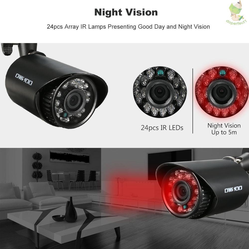 Camera An Ninh Owsooo 1080p Ahd Cctv 3.6mm Lens 1 / 2.8 '' Cmos 2.0mp Ir-Cut 24 Bóng Led Ir Chống Thấm Nước