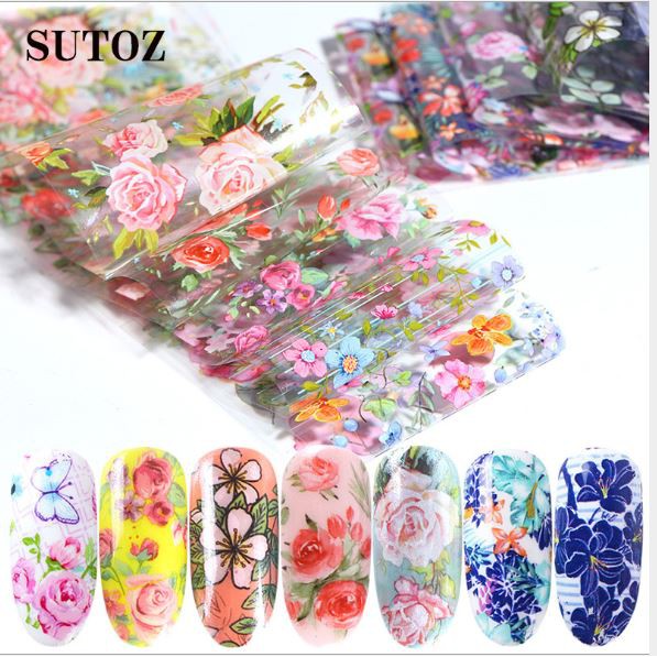Túi 5 mẫu Foil vân hoa trang trí móng size 4x20cm [HOT 2019]