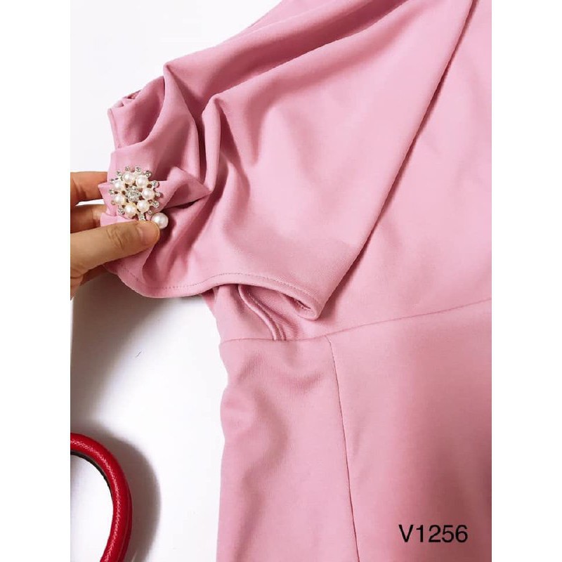 [ xả kho ] MiD Đầm hồng lệch vai V1256 nữ tính Mie Design kèm ảnh thật