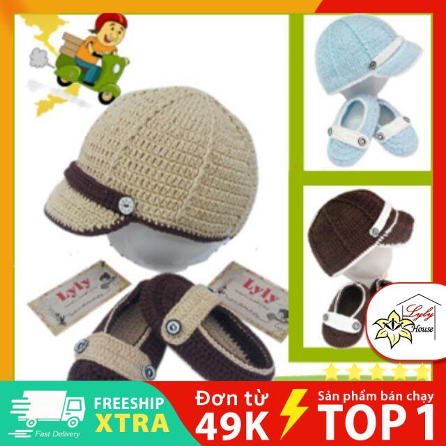 Set Giày + nón len - Đan móc thủ công