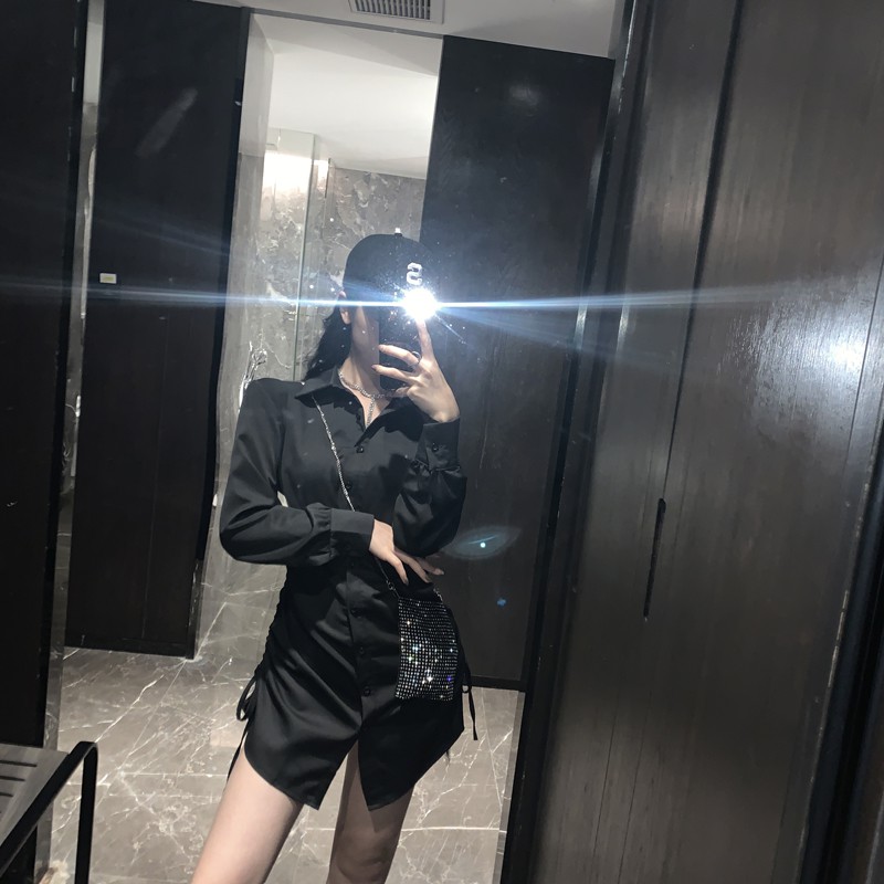 ÁO SƠ MI RÚT DÂY NỮ THỜI TRANG CÔNG SỞ DẠO PHỐ ULZZANG
