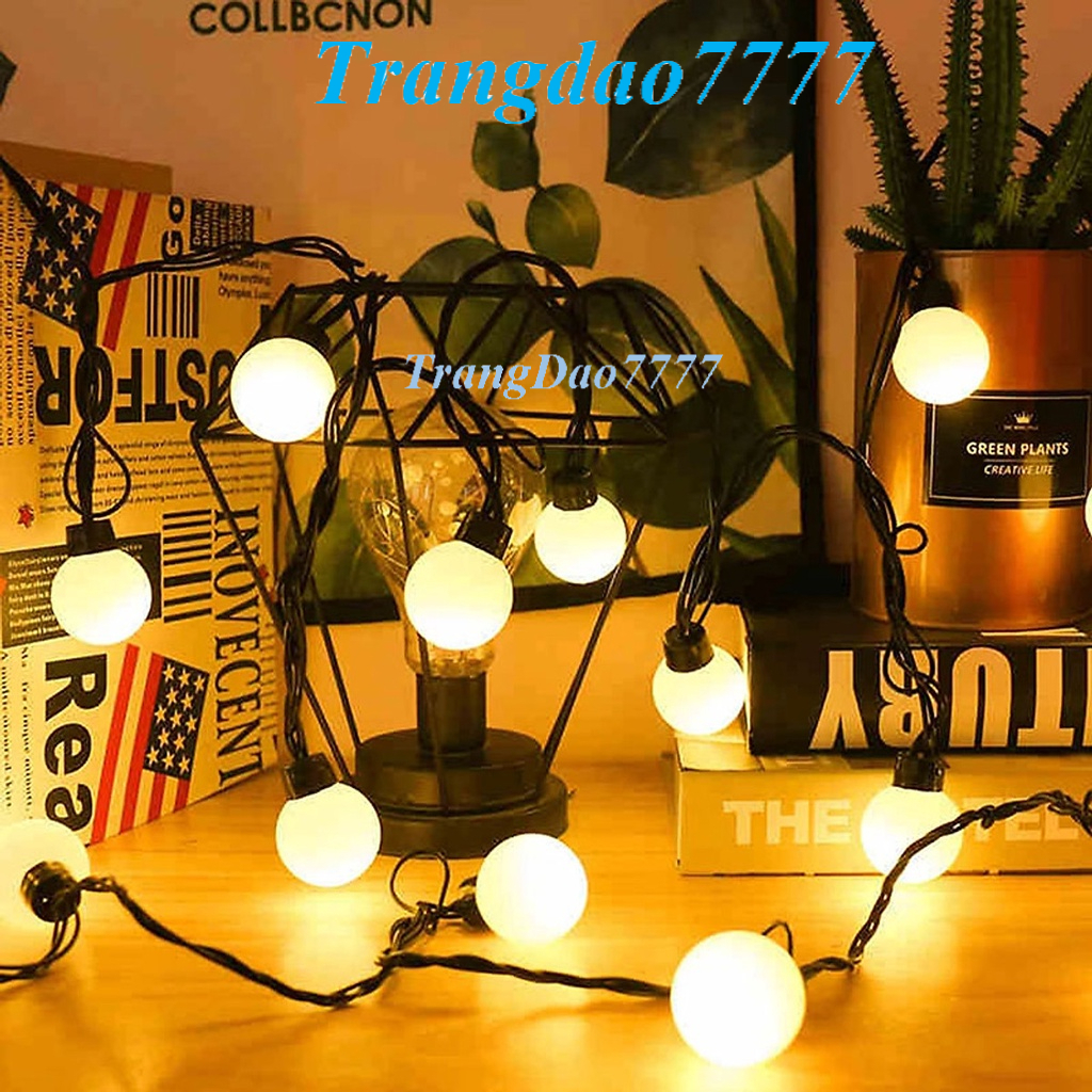 Dây Đèn Led Xài Điện Chống Nước Dài 5M 20 Bóng Đèn Tròn Cherry Ball Ping Pong Trang Trí Sân Vườn Ngoài Trời