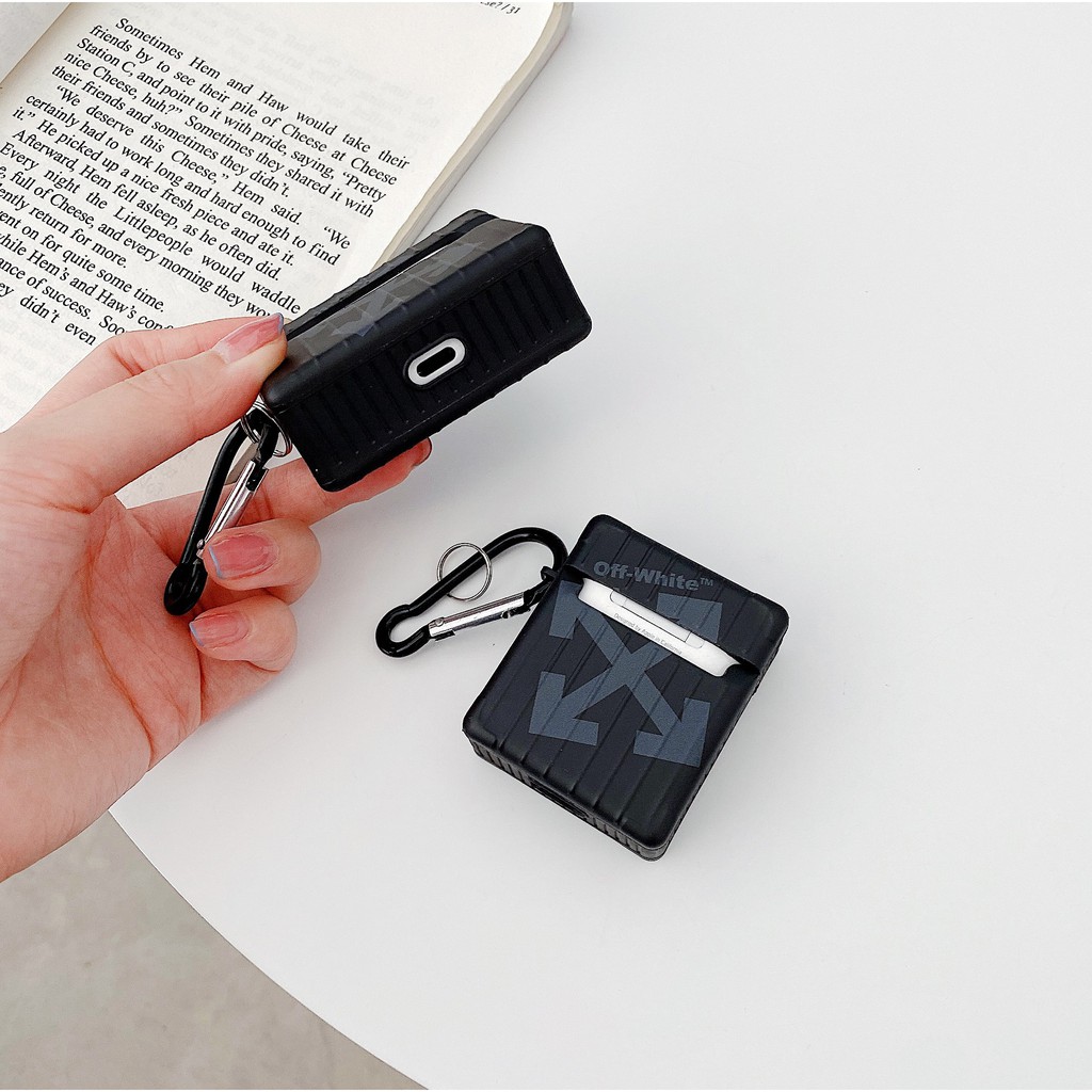 Vỏ bảo vệ hộp sạc tai nghe bluetooth in logo Off White đen đơn giản thích hợp cho Airpods Pro