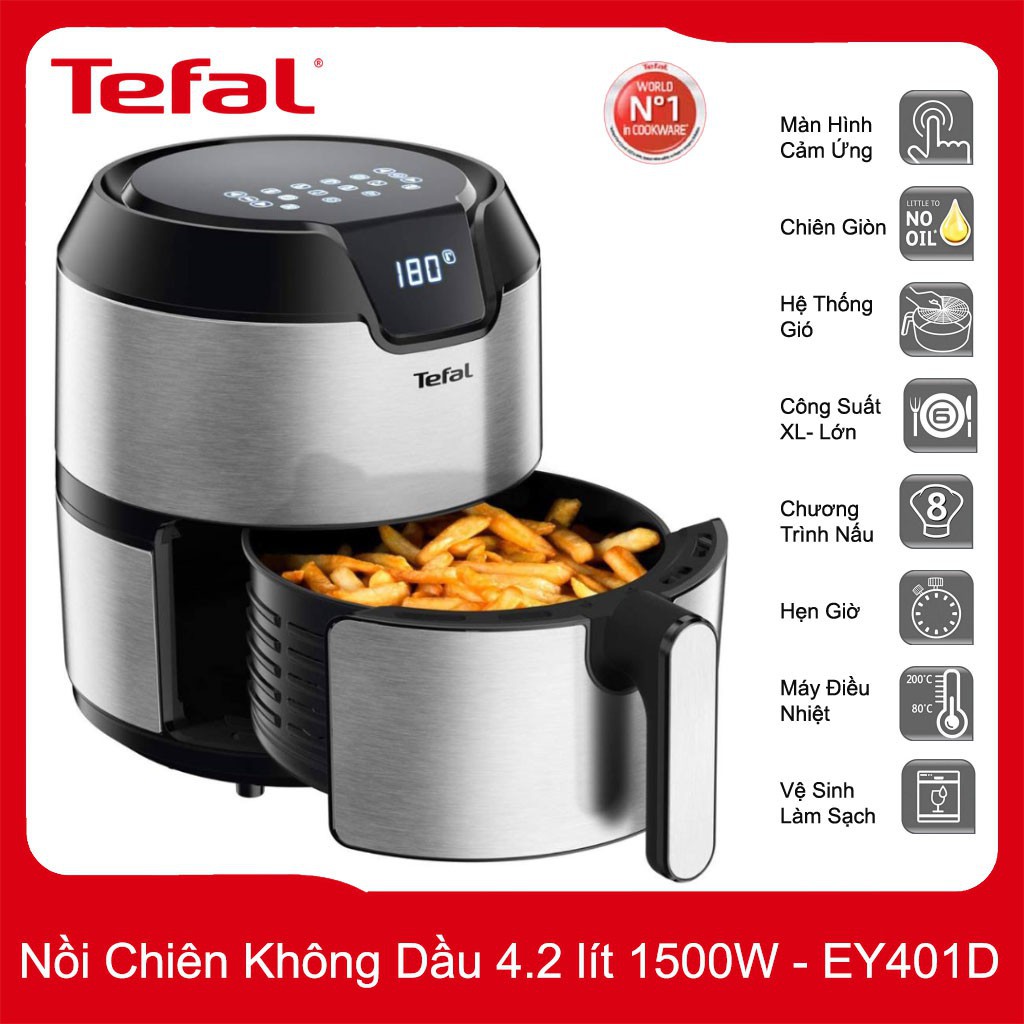 Nồi chiên không dầu TEFAL EY401D15 nhập khẩu Đức 8 chương trình nướng